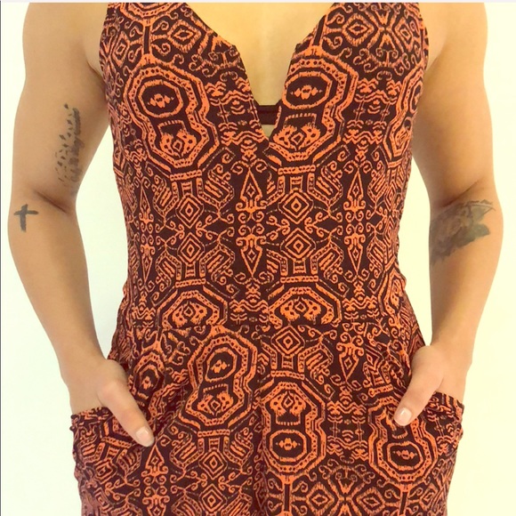 Pants - Printed Jumpsuit with pockets